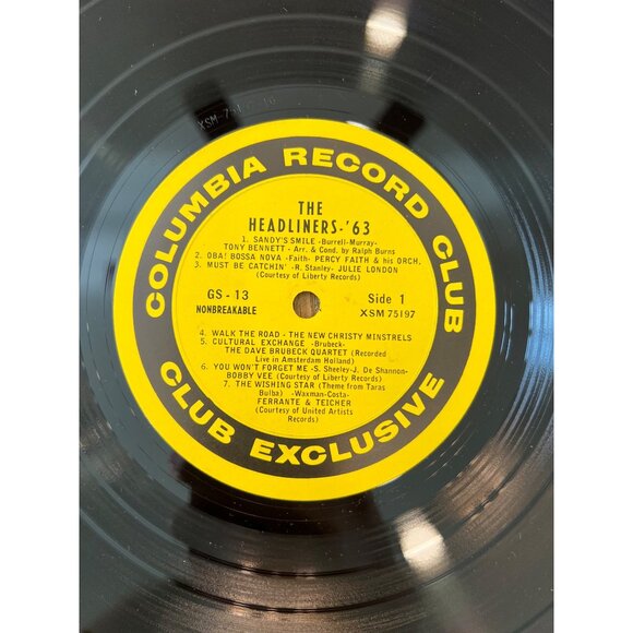 The Headliners 63 Vinyl Record Columbia Record Club Exclusive XSM 75197 - Picture 4 of 5